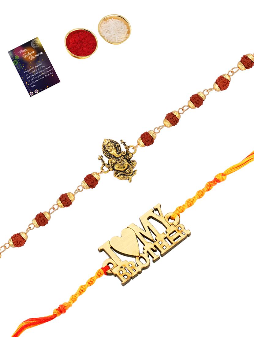 set of 2 rakhi with roli chawal and greeting card - 17909952 -  Zoom Image - 0