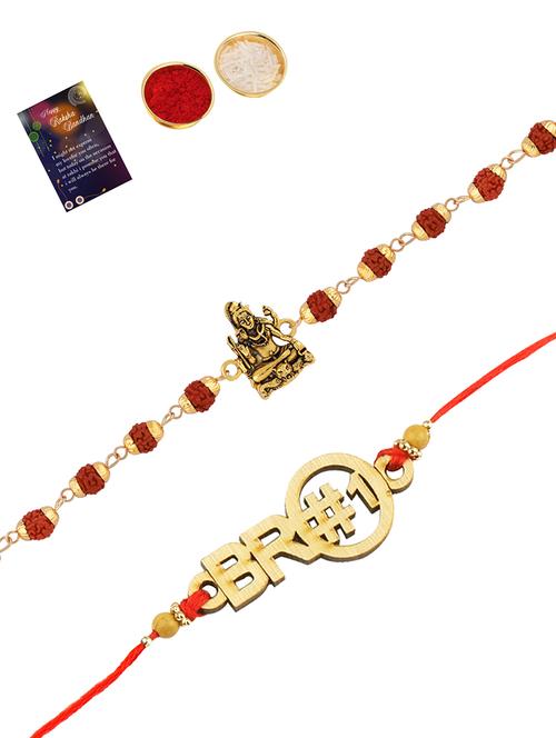 set of 2 rakhi with roli chawal and greeting card - 17909957 - Standard Image - 0