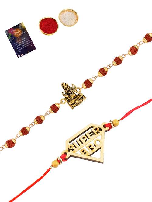 set of 2 rakhi with roli chawal and greeting card - 17909958 - Standard Image - 0