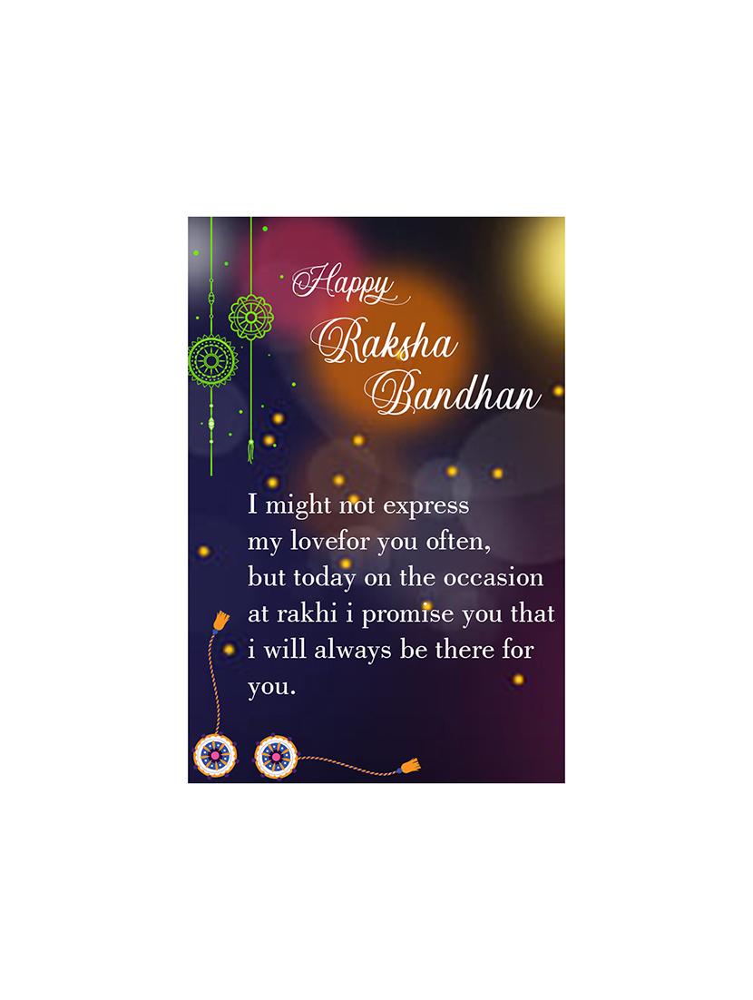 set of 2 rakhi with roli chawal and greeting card - 17909964 - Standard Image - 5