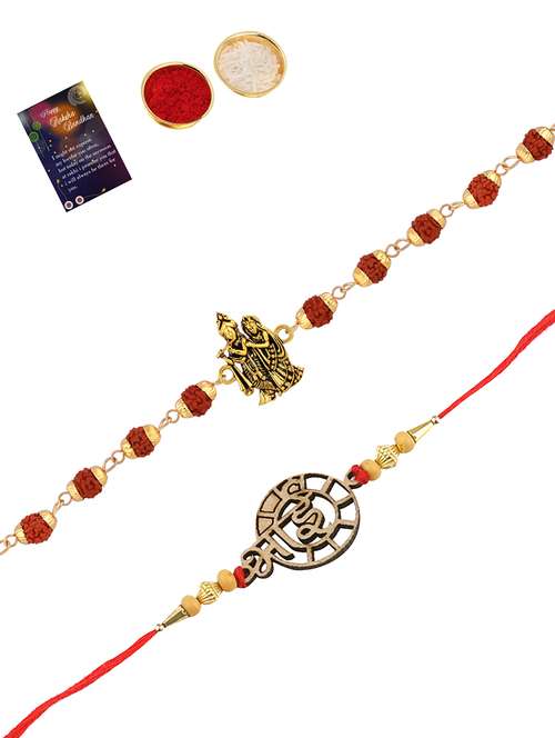 pack of 2 rakhi set with roli chawal & greeting card - 17909986 - Standard Image - 0
