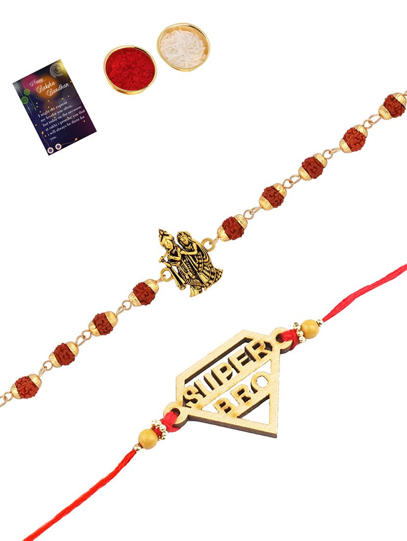 pack of 2 rakhi set with roli chawal & greeting card - 17909988 - Zoom Image - 0