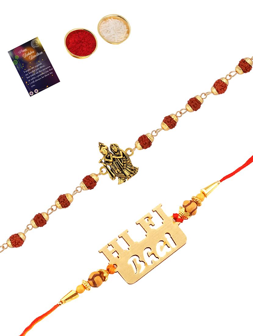 pack of 2 rakhi set with roli chawal & greeting card - 17909989 -  Zoom Image - 0
