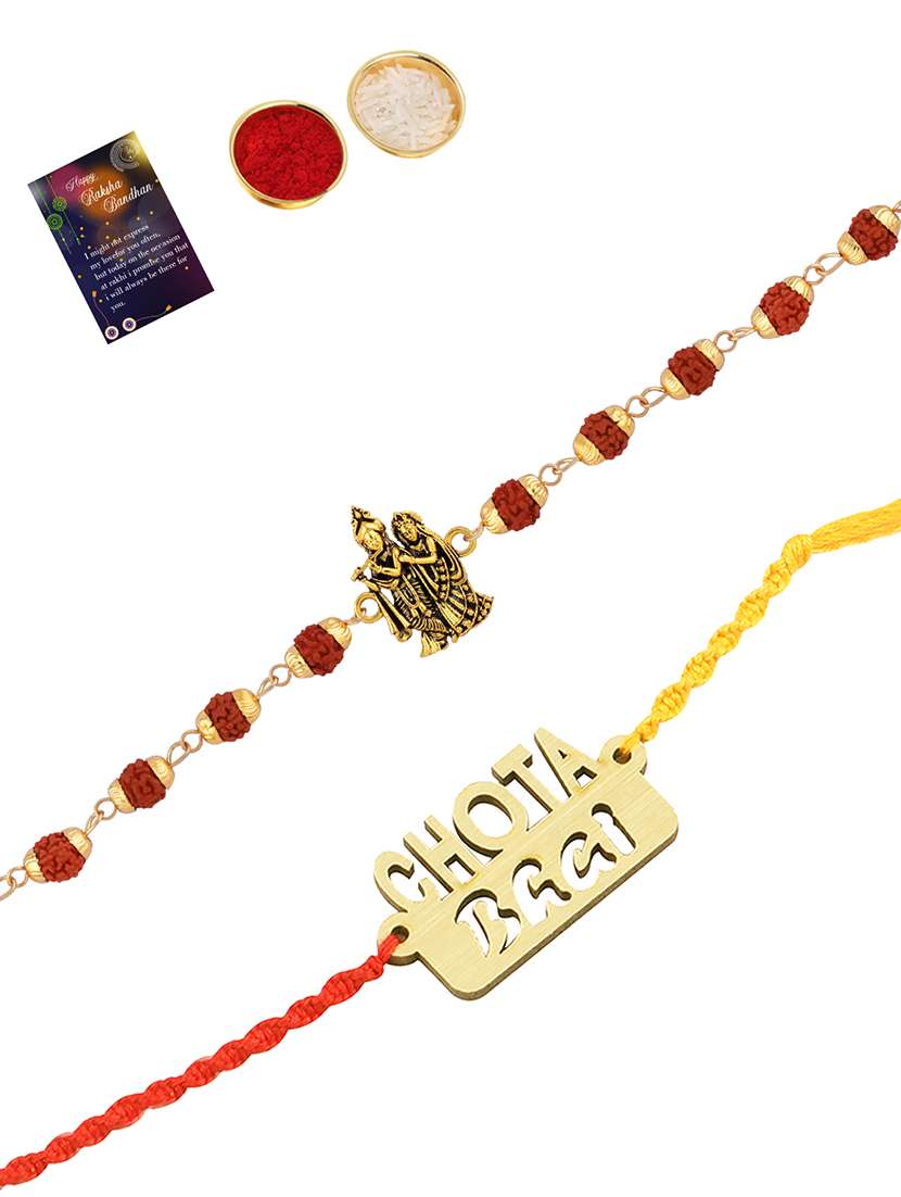 pack of 2 rakhi set with roli chawal & greeting card - 17909990 - Zoom Image - 0