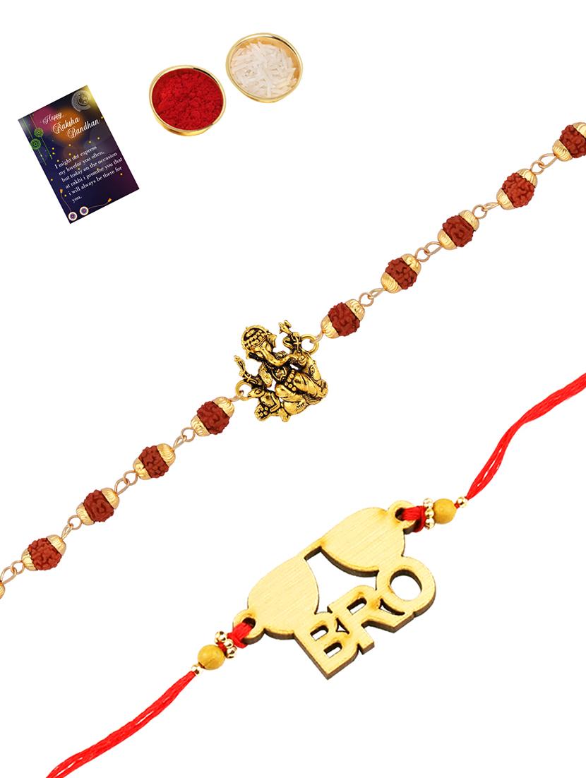 pack of 2 rakhi with roli chawal & greeting card - 17910029 - Zoom Image - 0