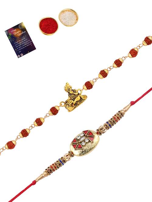pack of 2 rakhi with roli chawal & greeting card - 17910041 -  Standard Image - 0
