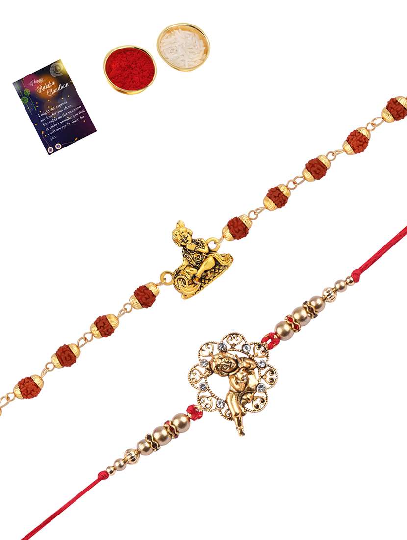pack of 2 rakhi with roli chawal & greeting card - 17910044 -  Zoom Image - 0