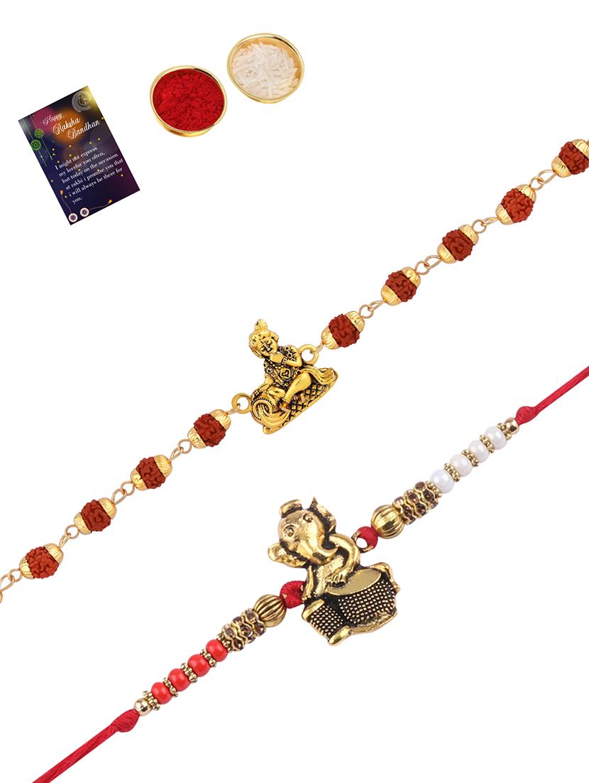 pack of 2 rakhi with roli chawal & greeting card - 17910045 - Zoom Image - 0