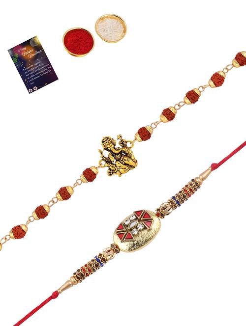 pack of 2 rakhi with roli chawal & greeting card - 17910050 - Standard Image - 0