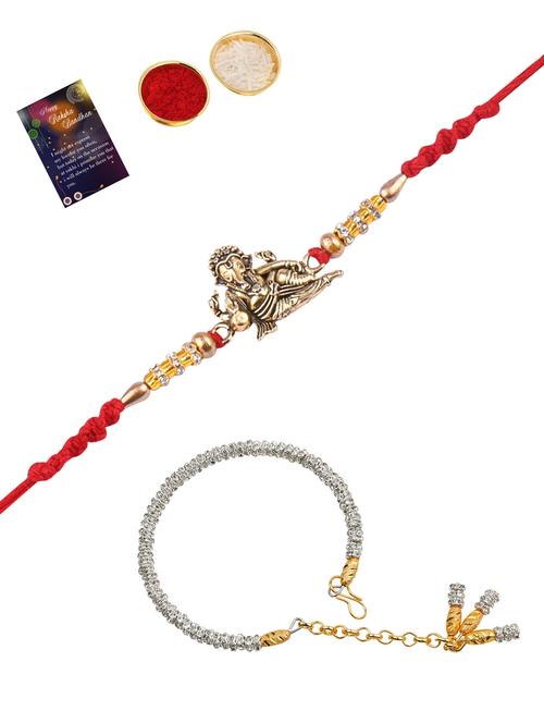 pack of 2 rakhi with roli chawal & greeting card - 17910075 - Standard Image - 0