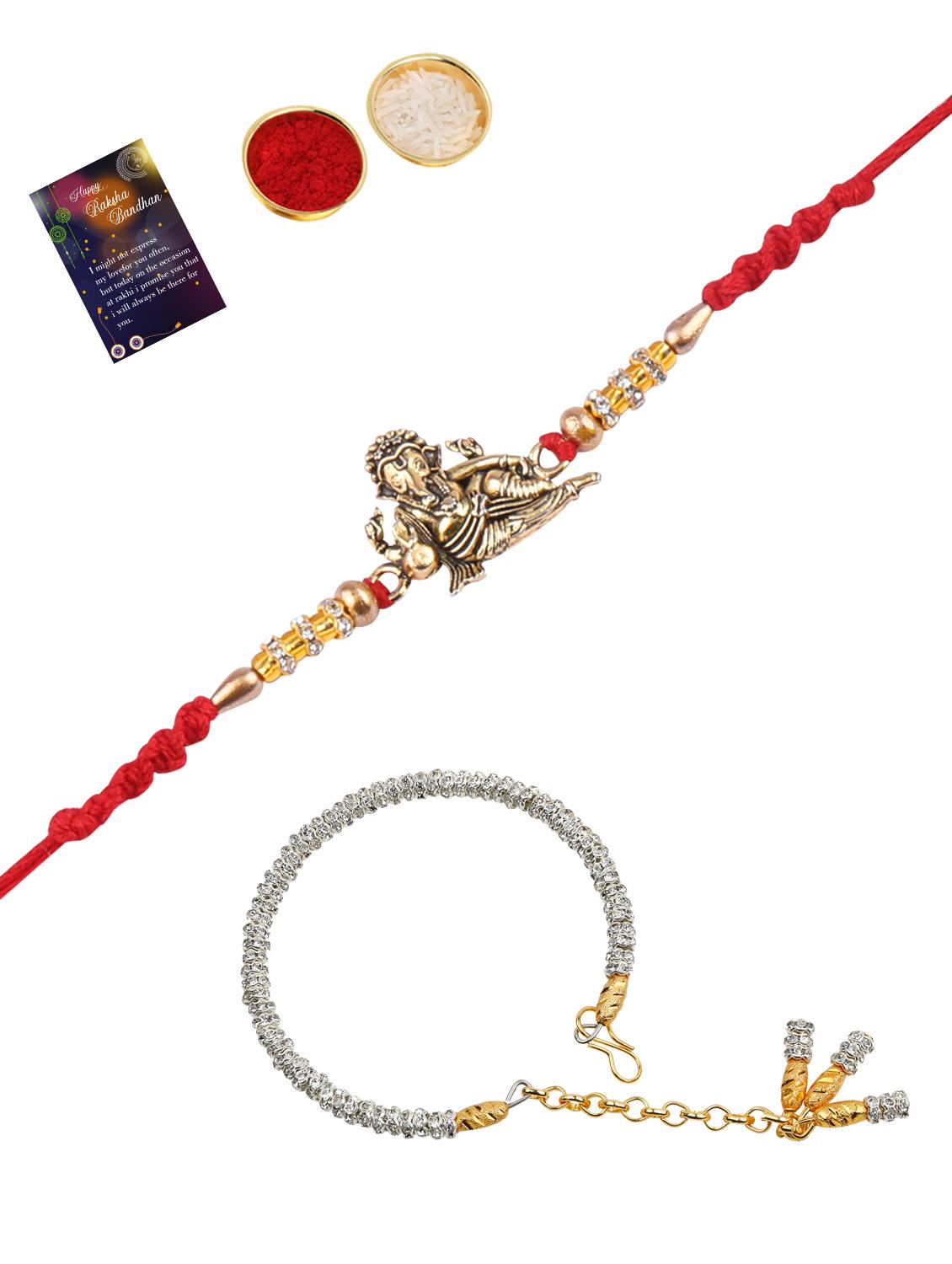pack of 2 rakhi with roli chawal & greeting card - 17910075 - Standard Image - 3