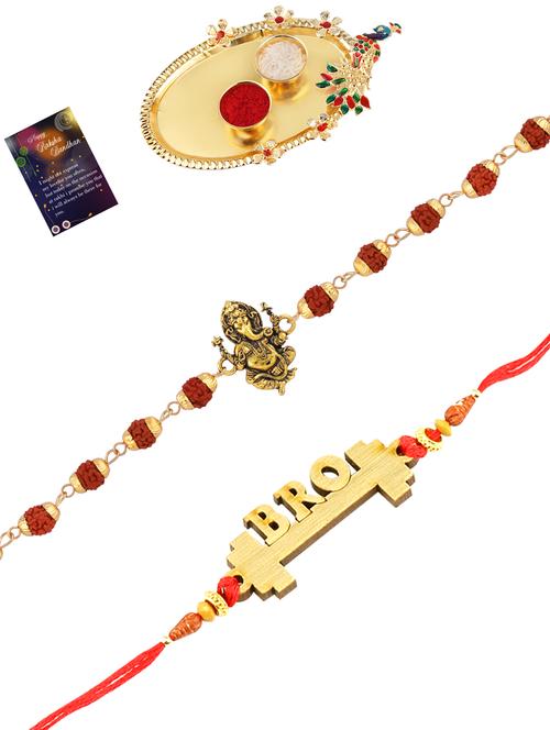 pack of 2 rakhi with roli chawal pooja thali & greeting card - 17910106 -  Standard Image - 0