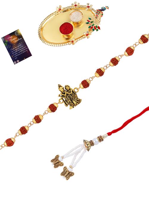 pack of 2 rakhi set with roli chawal, greeting card and kankawati pooja thali - 17910185 -  Standard Image - 0