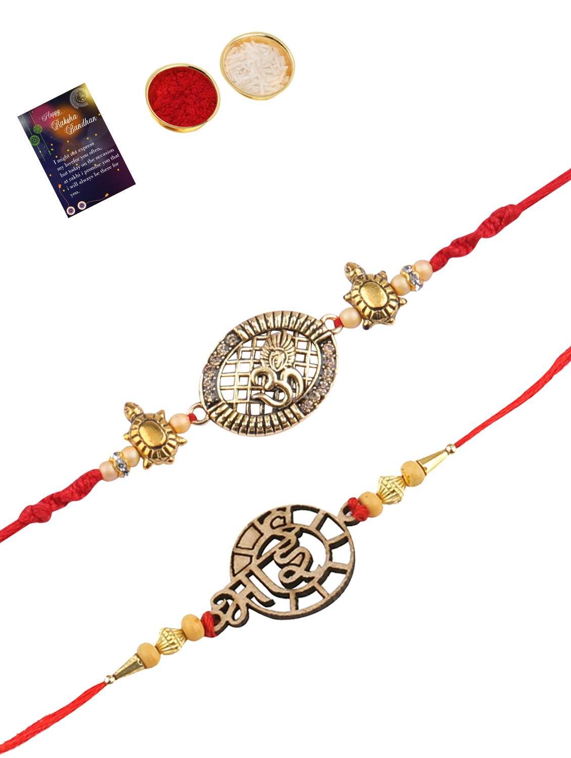 pack of 2 rakhi set with roli chawal, greeting card - 17910217 -  Zoom Image - 0