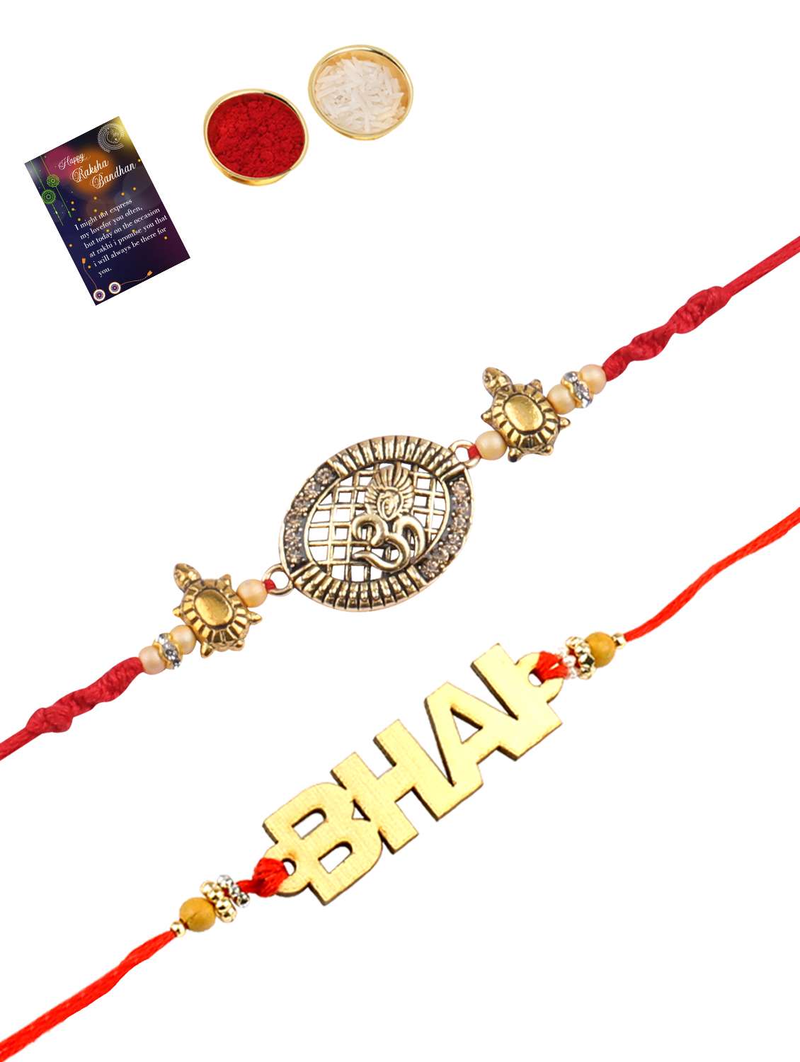 pack of 2 rakhi set with roli chawal, greeting card - 17910220 -  Zoom Image - 0