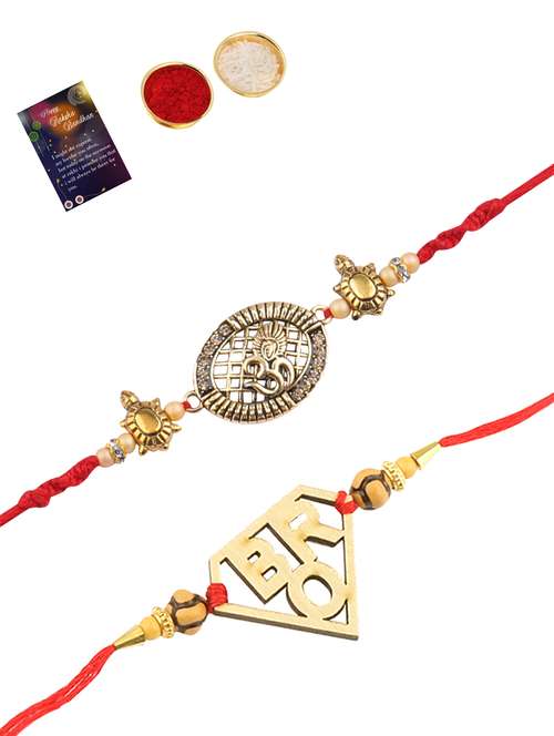 pack of 2 rakhi set with roli chawal and greeting card - 17910272 -  Standard Image - 0
