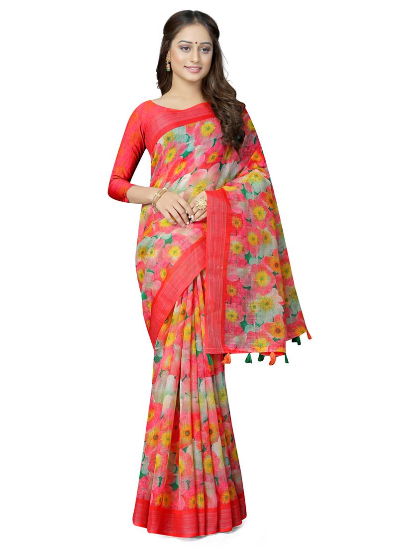 floral woven saree with blouse - 17910346 -  Zoom Image - 0