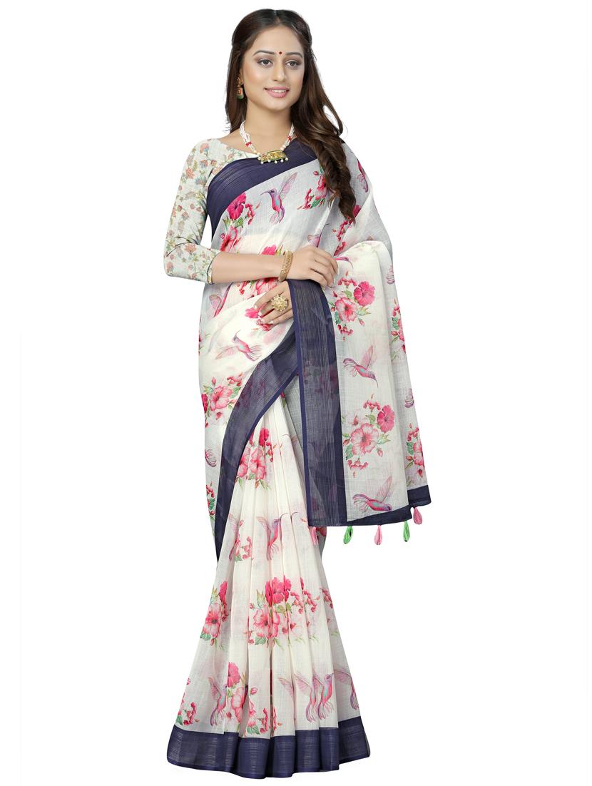 floral printed saree with blouse - 17910404 -  Zoom Image - 0
