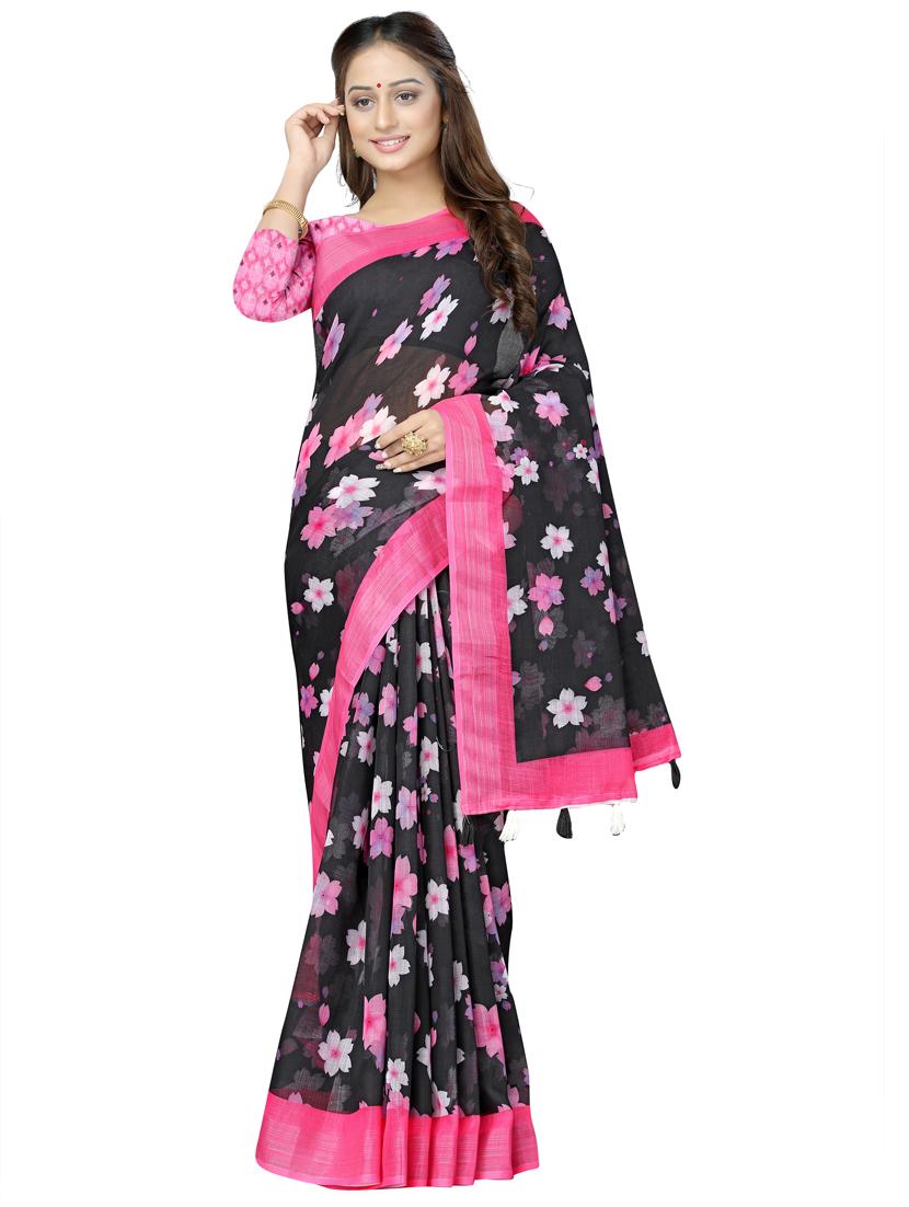 floral printed saree with blouse - 17910407 -  Zoom Image - 0