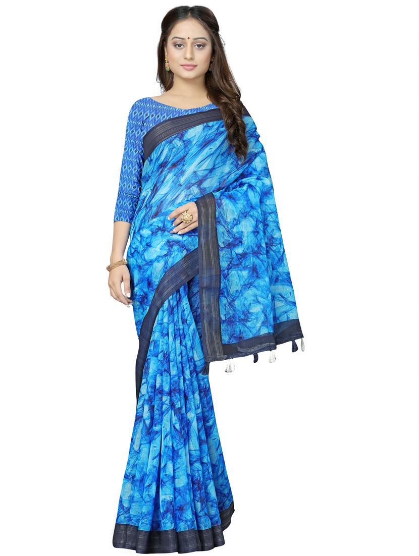 abstract printed saree with blouse - 17910412 -  Zoom Image - 0