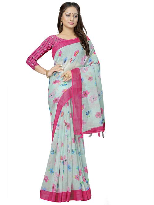floral printed saree with blouse - 17910414 -  Standard Image - 0