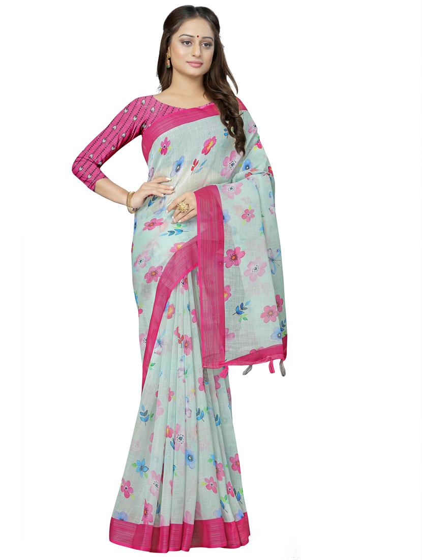 floral printed saree with blouse - 17910414 -  Zoom Image - 0
