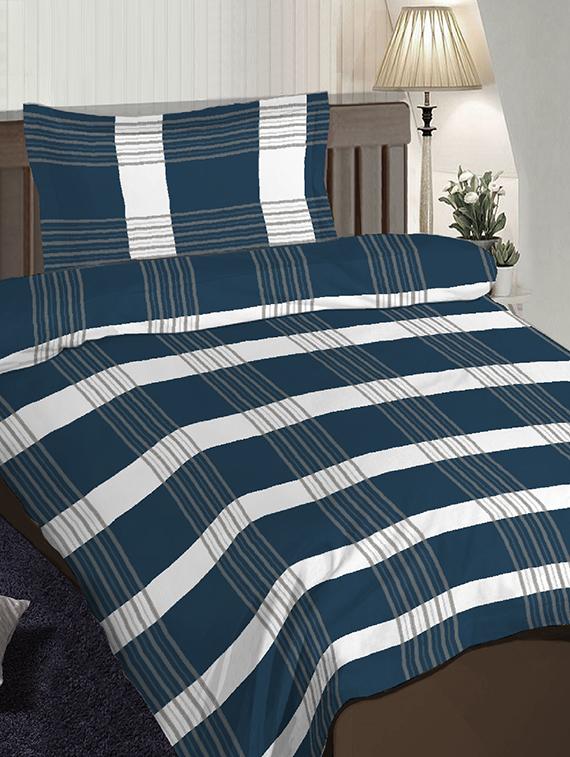 pizuna linen road blue 100% cotton satin dohar set single size bed sheet with 1 pillow cover (54" x 90" inches) - 17910756 - Zoom Image - 0