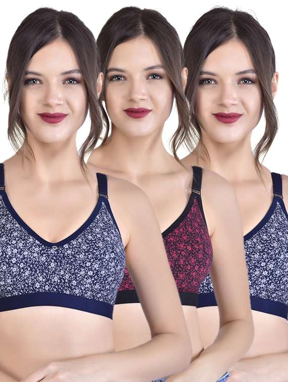 set of 3 printed minimizer bra