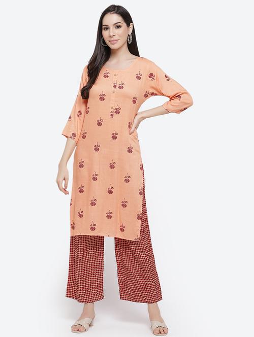 floral printed kurta palazzo set - 17910949 - Standard Image - 0