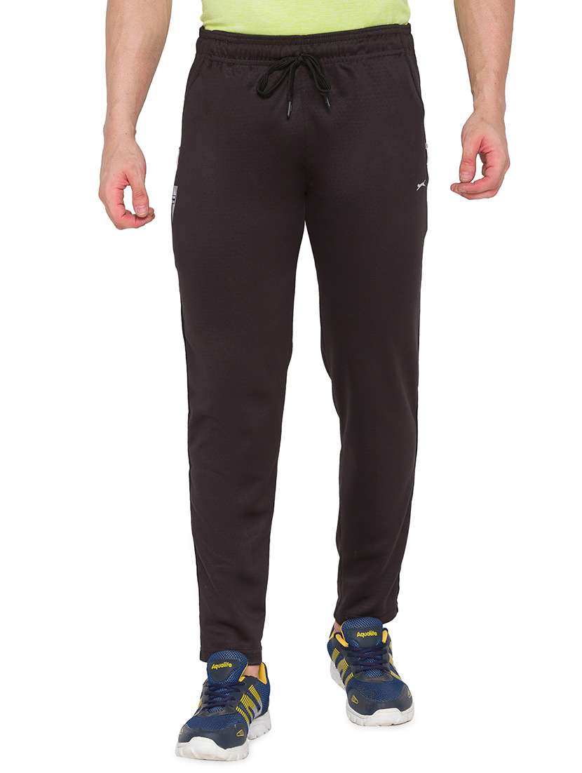 black solid full length track pant - 17911117 - Zoom Image - 0