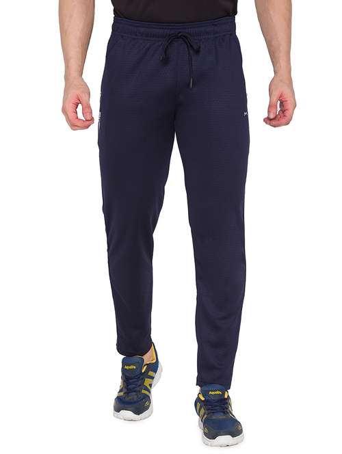 navy blue printed full length track pant - 17911118 - Standard Image - 0