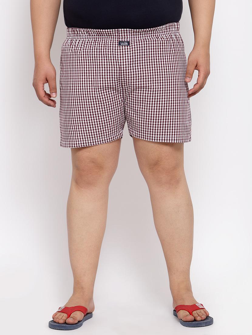 plus size maroon checkered boxer - 17911380 -  Zoom Image - 0