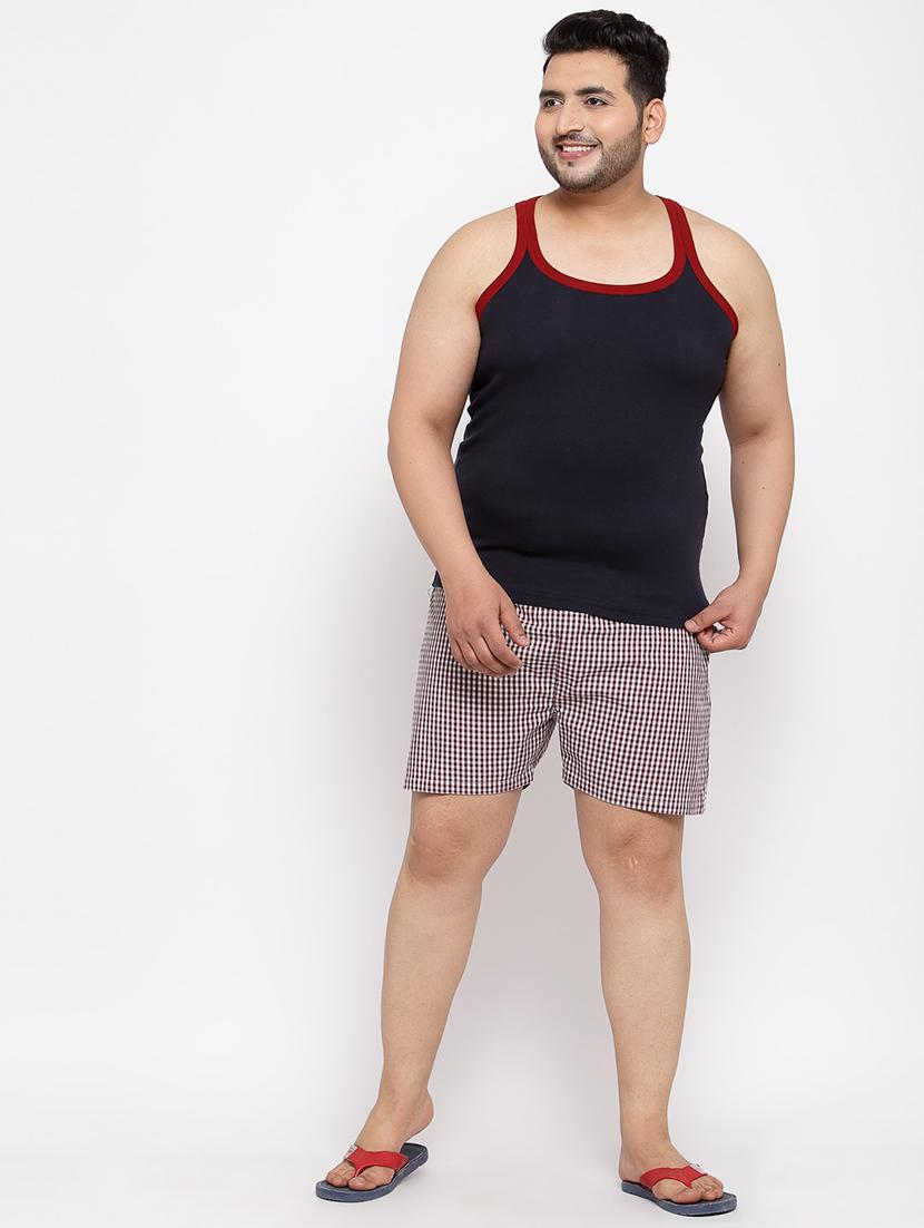 plus size maroon checkered boxer - 17911380 - Standard Image - 3