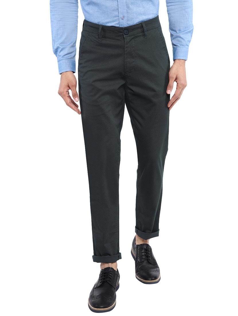 olive textured flat front casual trouser - 17911610 - Zoom Image - 0