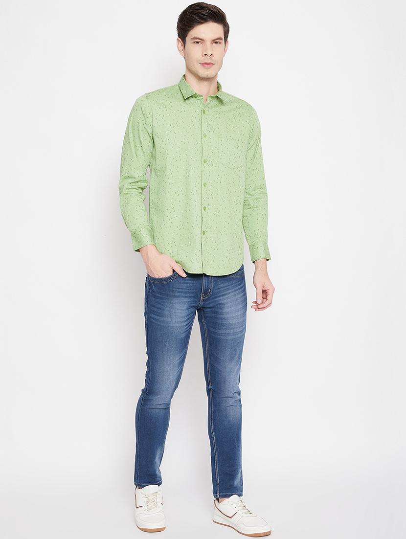 green printed casual shirt - 17912150 - Standard Image - 3