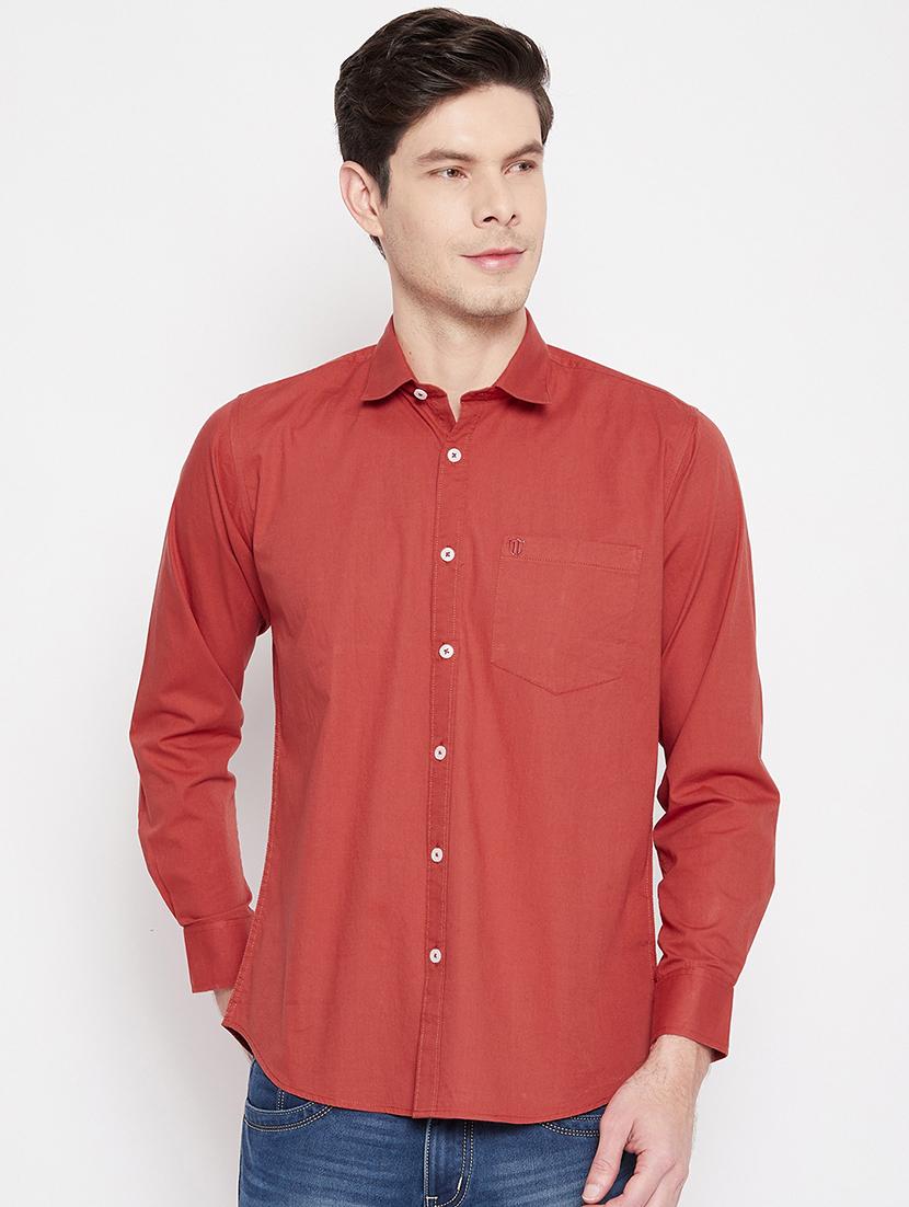 red solid casual shirt - 17912154 - Zoom Image - 0