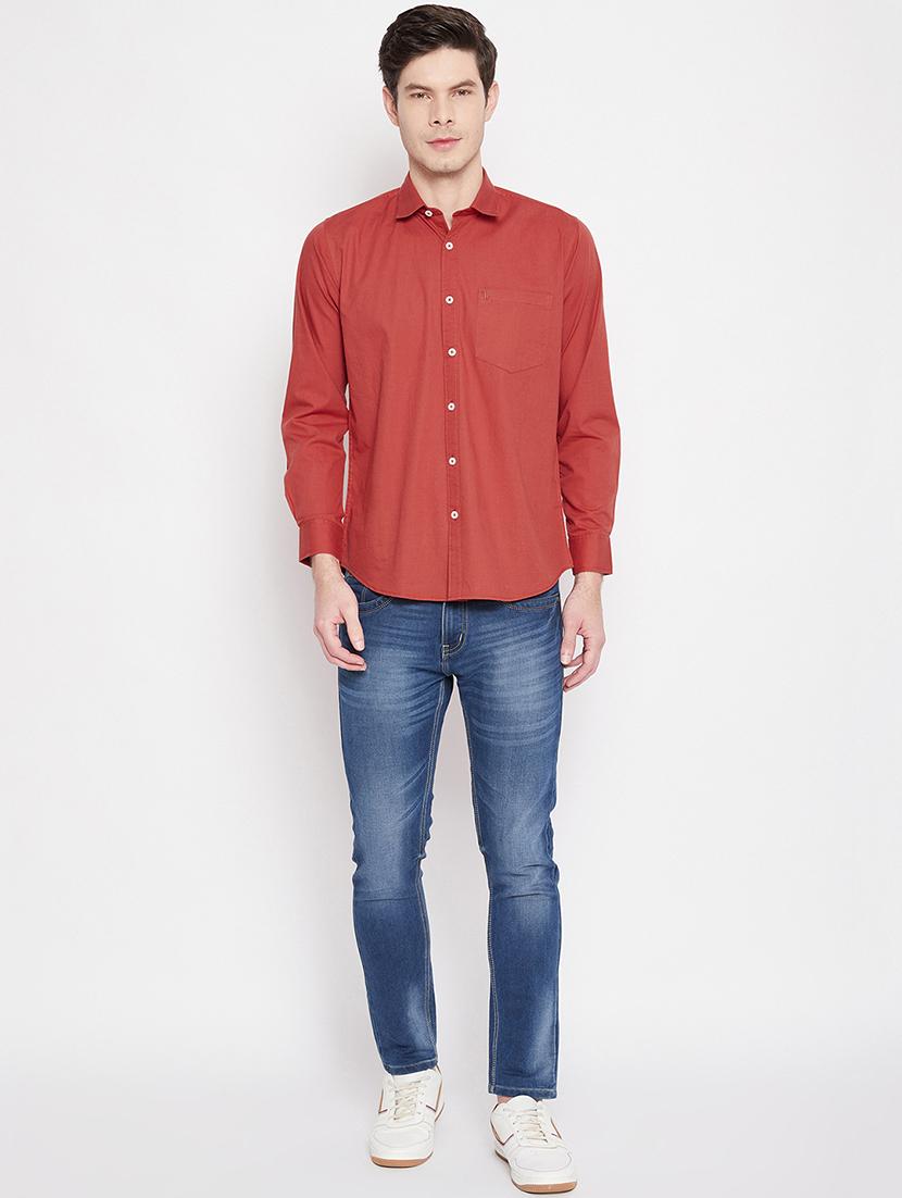 red solid casual shirt - 17912154 - Standard Image - 3