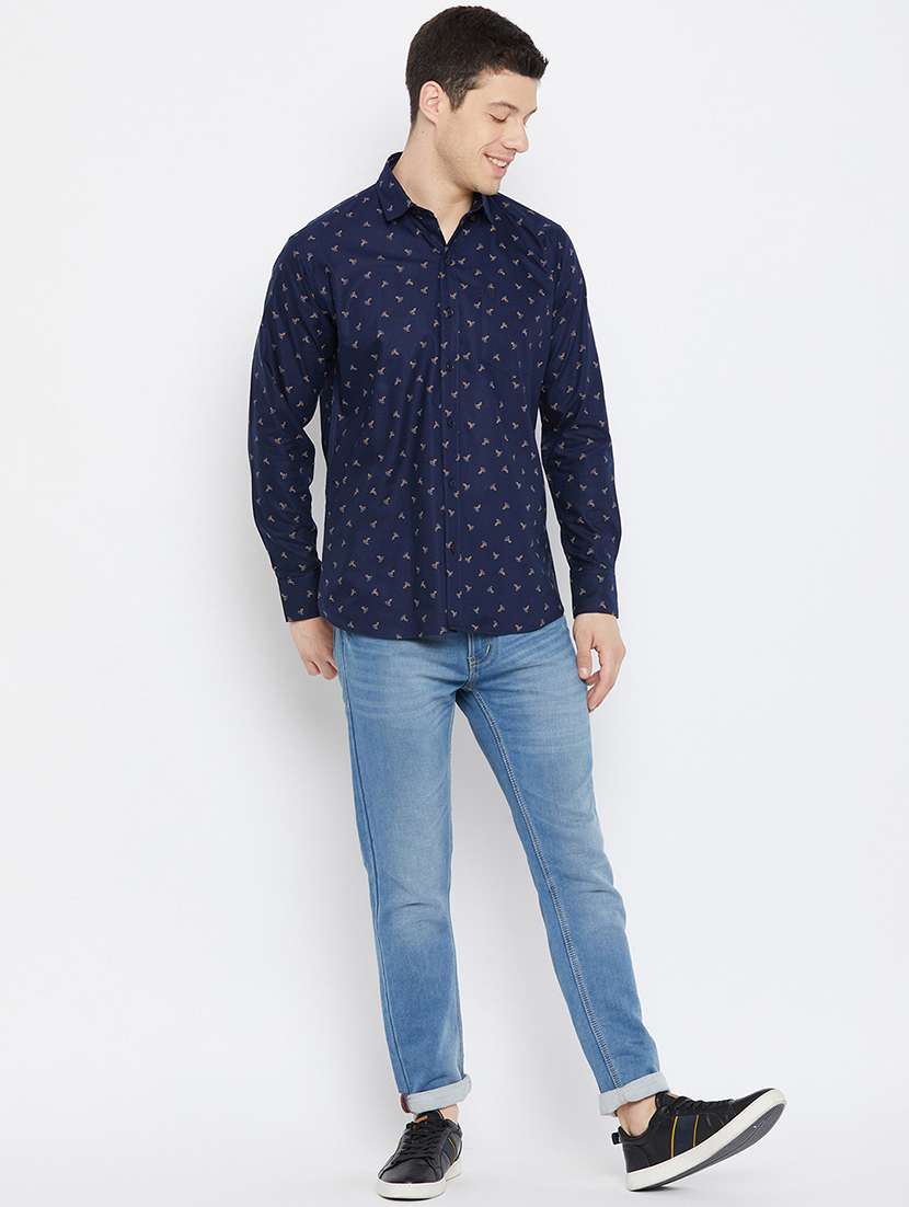 navy blue printed casual shirt - 17912156 -  Standard Image - 3