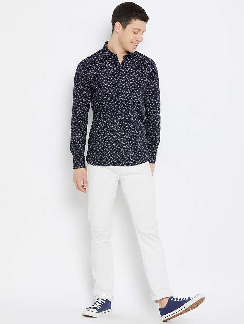 navy blue printed casual shirt - 17912160 - Standard Image - 3