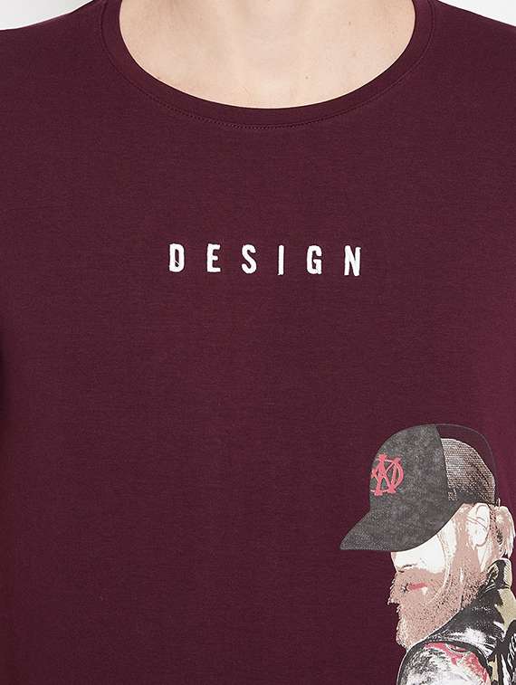 maroon printed t-shirt - 17912169 - Standard Image - 3
