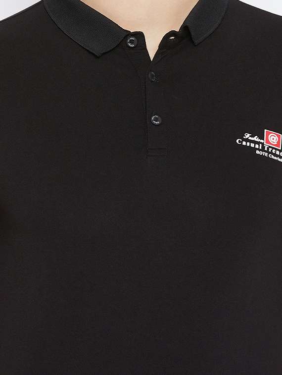 black taped polo t-shirt - 17912184 - Standard Image - 3