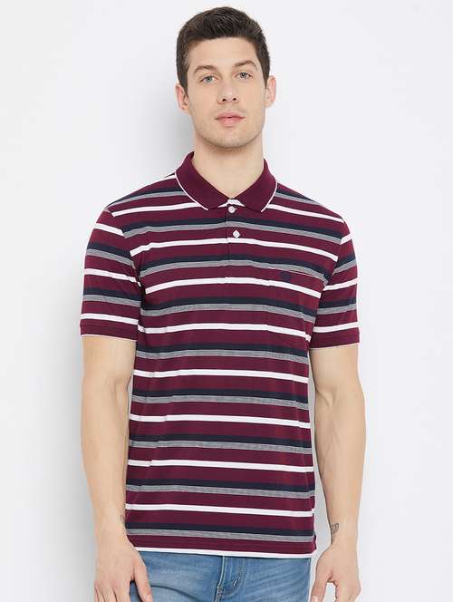 maroon striped polo t-shirt - 17912194 - Standard Image - 0