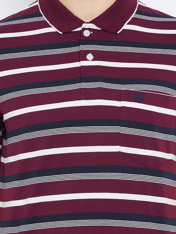 maroon striped polo t-shirt - 17912194 - Standard Image - 3