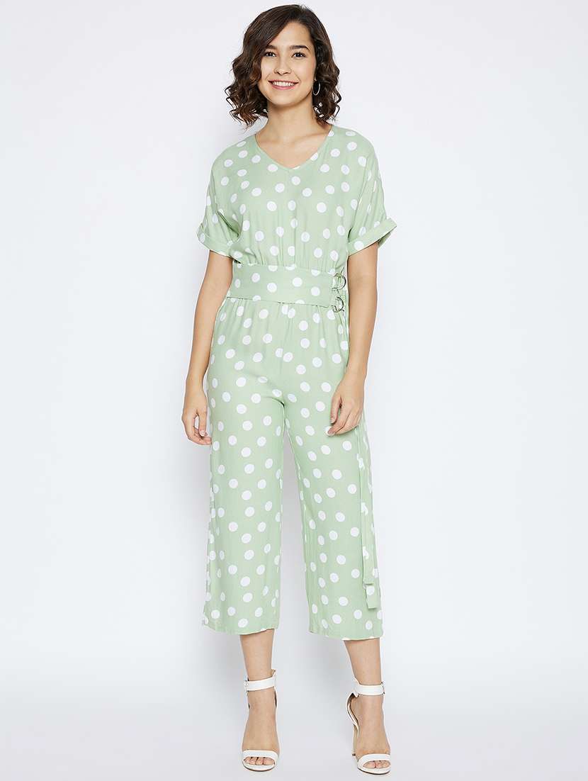 v-neck polka dot  jumpsuit