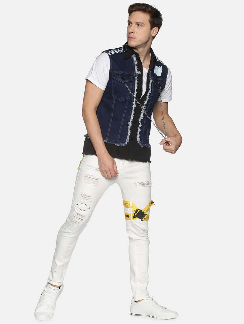 blue printed denim jacket - 17915203 - Standard Image - 3