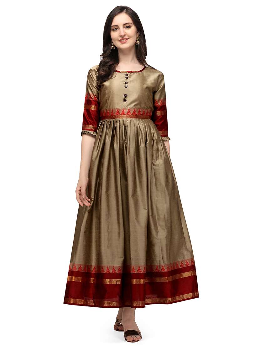 zari work a-line gown - 17916763 - Zoom Image - 0