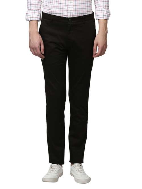 olive green solid flat front casual trouser - 17916920 - Standard Image - 0