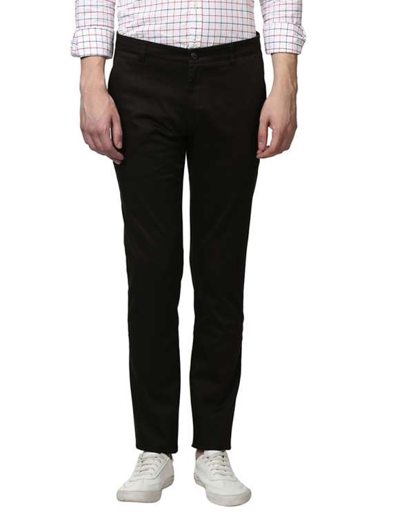 olive green solid flat front casual trouser - 17916920 - Zoom Image - 0