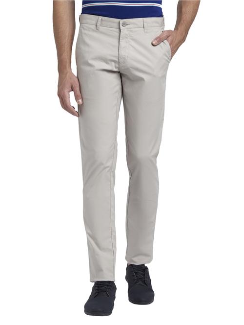 grey textured flat front casual trouser - 17916923 - Standard Image - 0