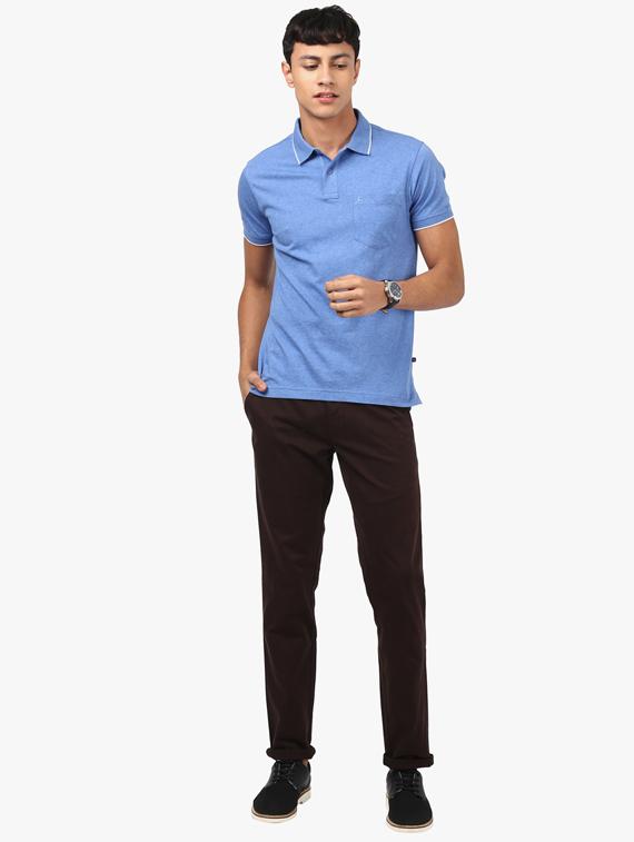 brown solid flat front casual trouser - 17916972 - Standard Image - 3